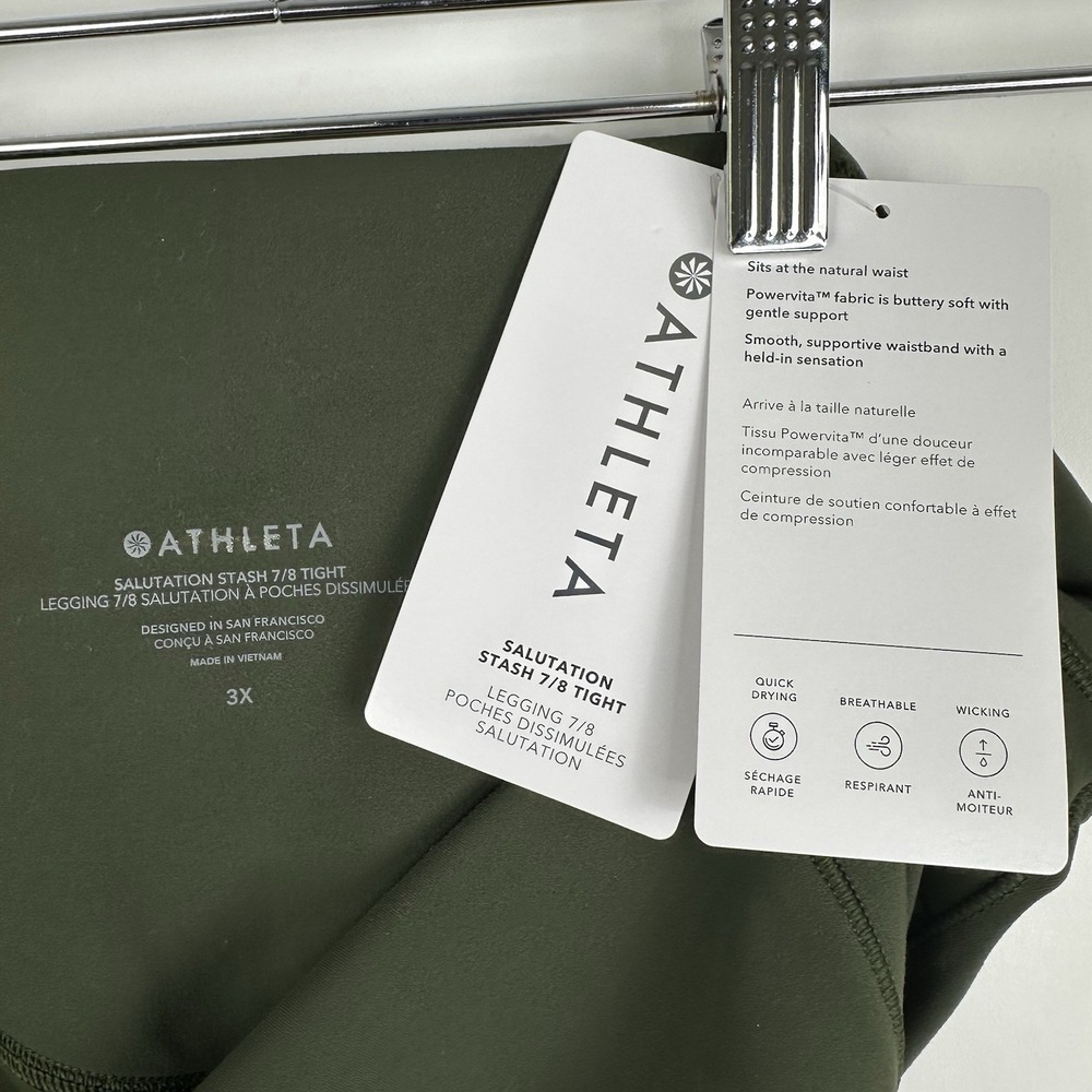 NWT Athleta Salutation Stash High Rise 7/8 Tight 3X 24W 26W Aspen Olive Pockets - Picture 11 of 12